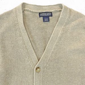 Classic men’s Land’s End cardigan in beige cotton. Size L (42-44)